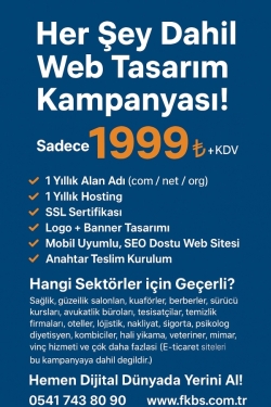 Her Şey Dahil Web Tasarım Kampanyası – Sadece 1999...